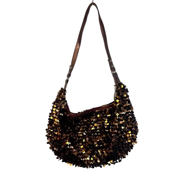 Gorgeous Metallic Brown | Copper colour sequins disco hobo bag - Picture 3 of 7